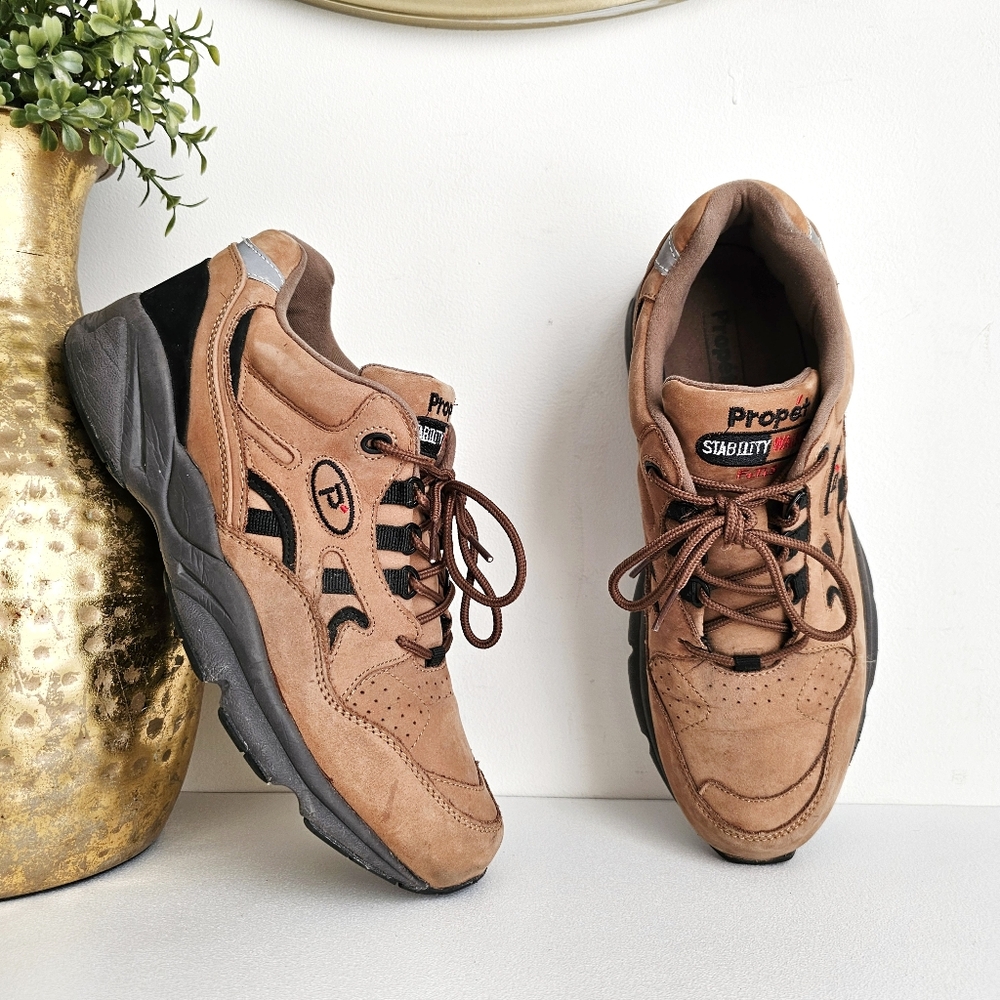 Propet Stability Walker Shoes Brown Leather M2034 Men’s 10.5M Comfort Orthopedic